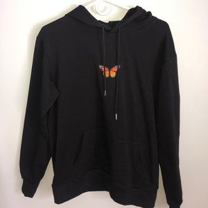 black hoodie with butterfly patch from amazon